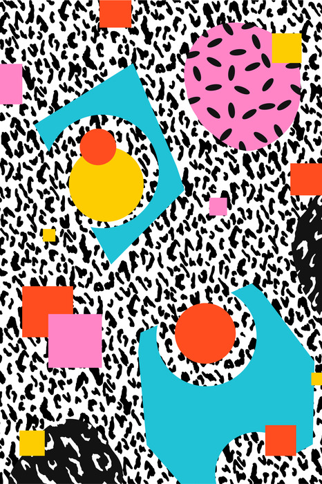 Composition abstraite et colorée dans le style memphis