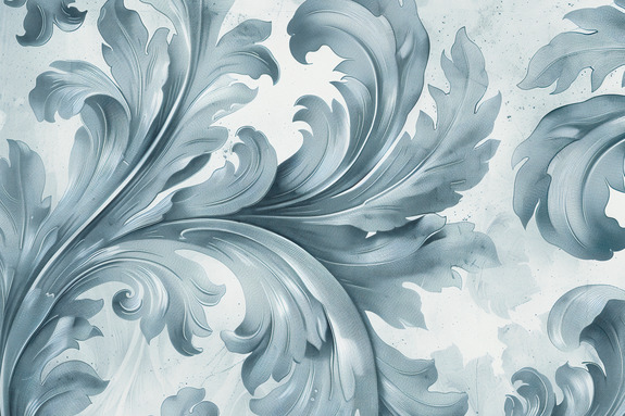 Stone baroque ornaments in light shades of gray-blue