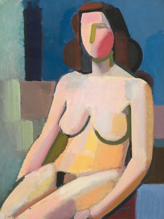 Femme nue abstraite dans un style cubiste