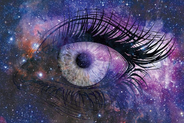 L'œil de l'univers sur fond de galaxie stellaire