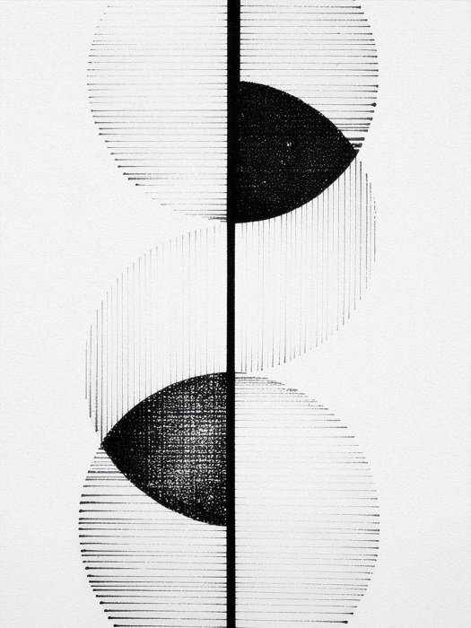 Symétrie des croissants noirs et blancs