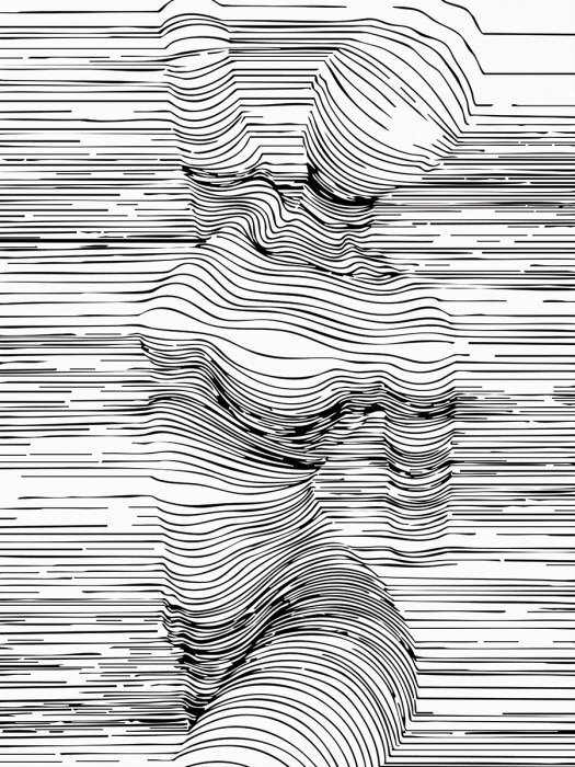 L'illusion de lignes peignant le corps d'une femme