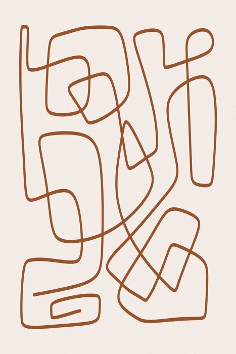 Un labyrinthe de rayures brunes sur un fond clair