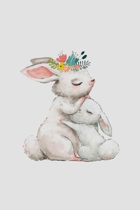 J'adore les lapins avec des fleurs colorées