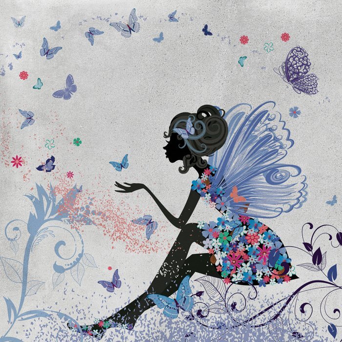 Une fée magique entourée de papillons et d'une végétation luxuriante