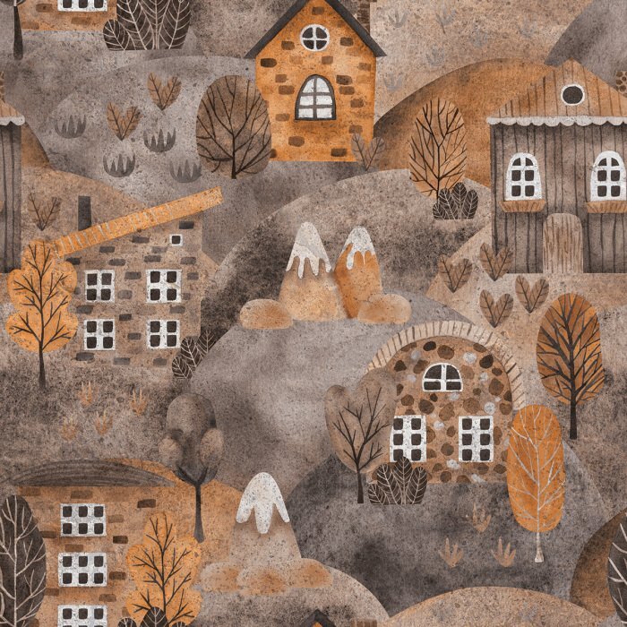 Un village d'automne paisible, niché au creux de charmantes collines.