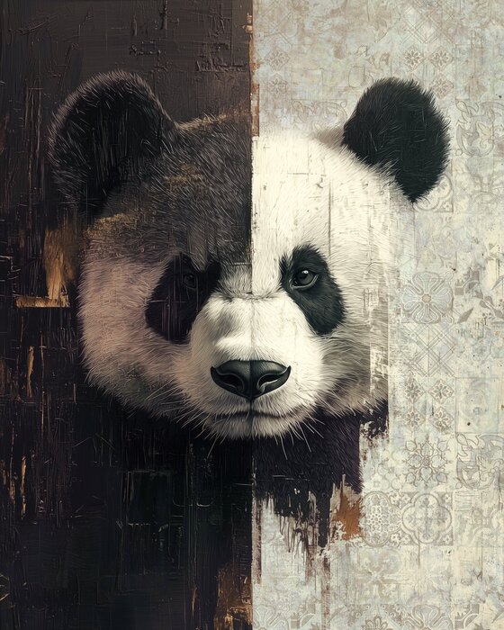 Panda contre un mur en béton