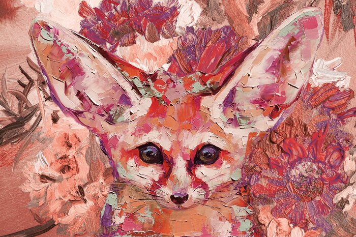 Renard aux grandes oreilles dans les fleurs