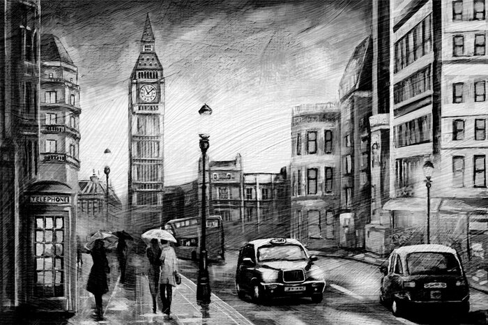 Taxi rétro dans les rues de londres