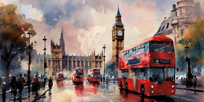 Bus rouges à londres en automne