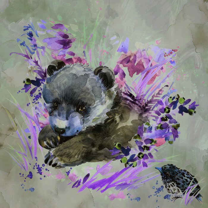 Peinture à l'aquarelle rose d'un ours