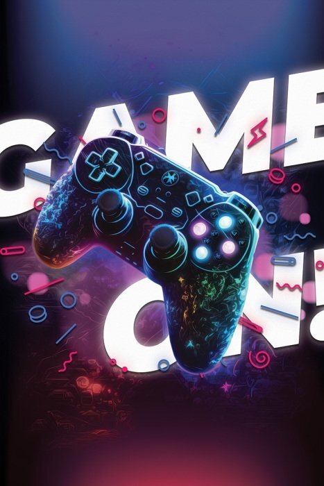 Manette de jeu moderne sur fond de texte