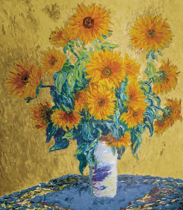 Tournesols jaunes dans un pot en terre cuite rustique