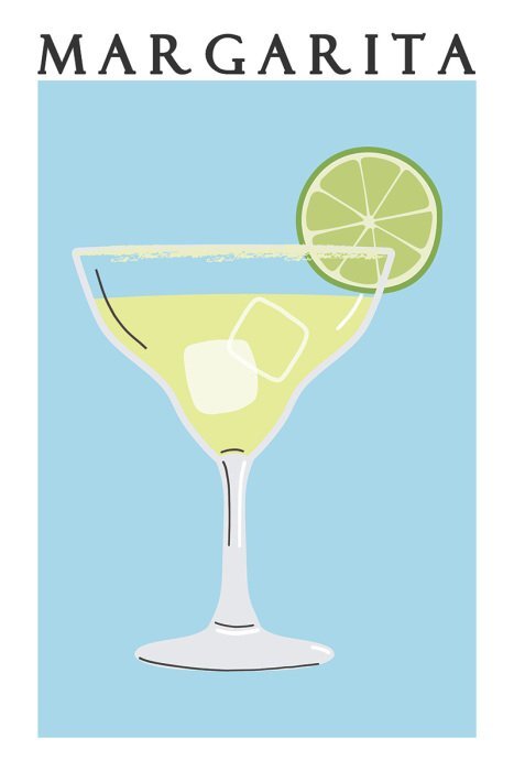 Margarita classique servie sur glace avec du citron vert dans un verre