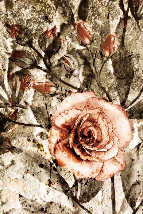 Rose vintage classique avec feuilles