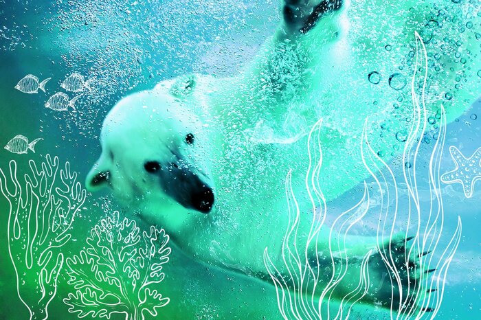 Un ours dérivant sur les vagues arctiques