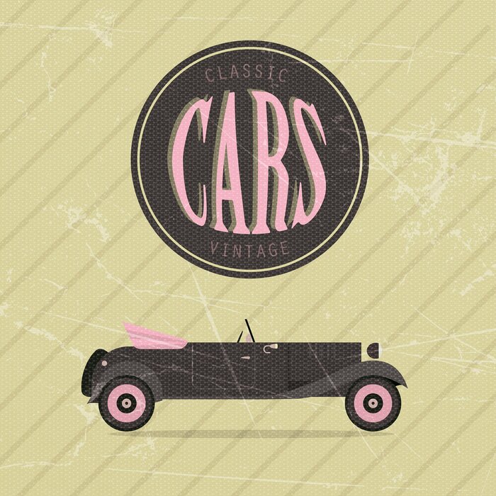 Voiture ancienne avec typographie