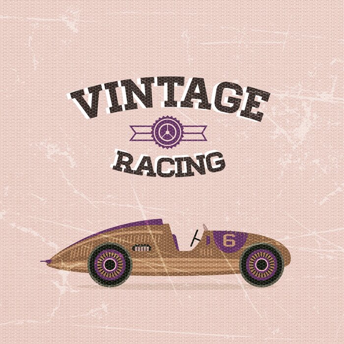 Voiture de course vintage stylisée