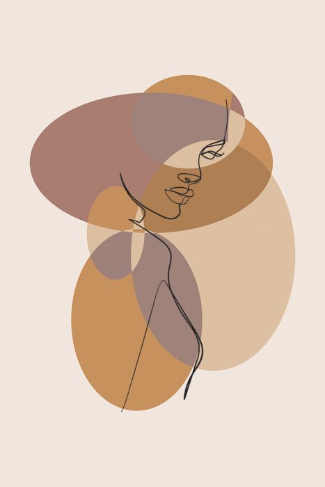 Illustration artistique d'une femme sur fond de cercles