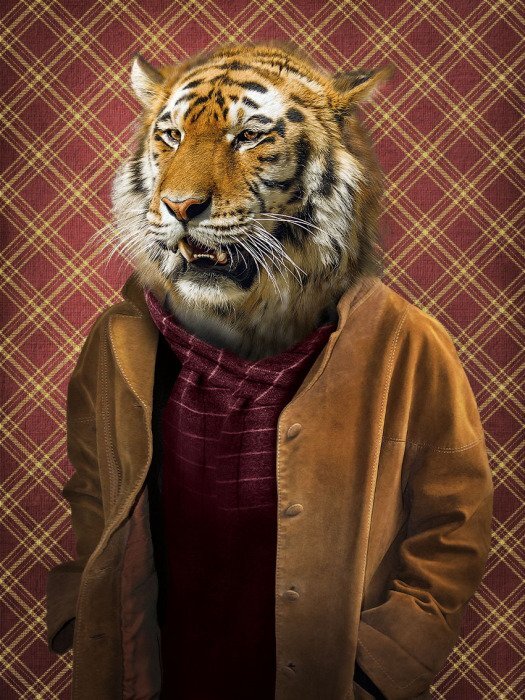 Une figure fantastique représentant un homme à tête de tigre