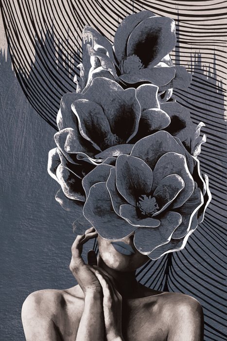 Portrait d'une femme dans un ornement abstrait