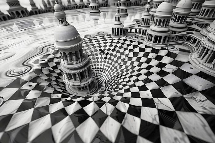 L'architecture qui sombre dans l'abîme du noir et blanc