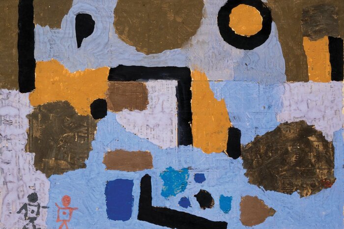 Lignes noires et formes abstraites colorées