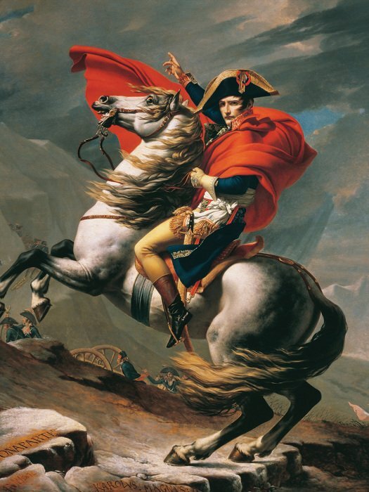 Napoléon bonaparte sur un destrier fougueux