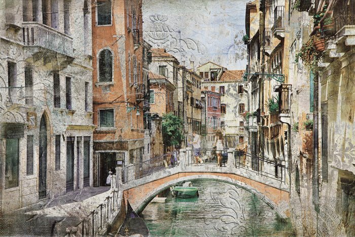 Un paysage de pierre avec un pont pittoresque