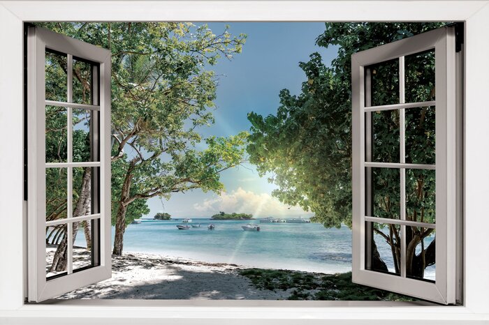 Vue sur la baie et son sable blanc