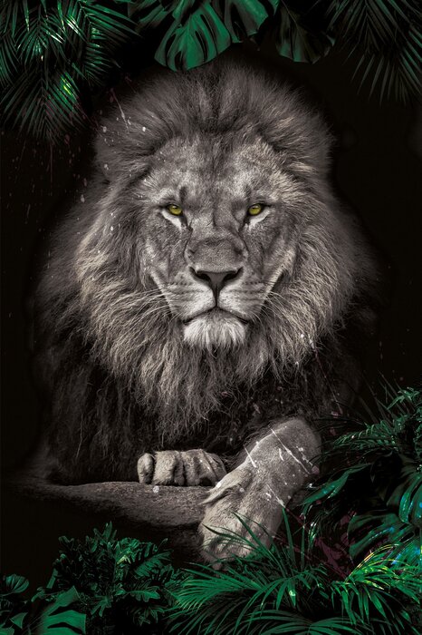 Figure de tigre dans un cadre tropical