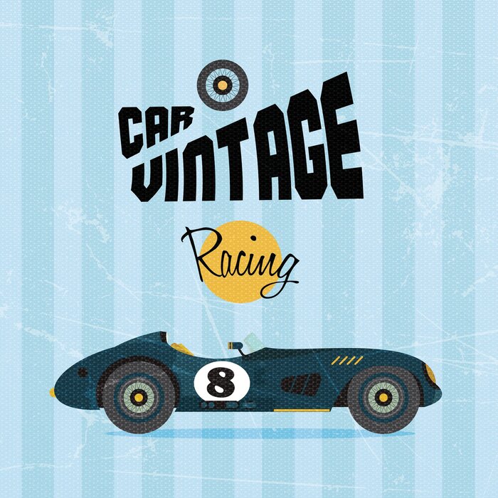 Typographie style années 50 avec une ambiance course automobile