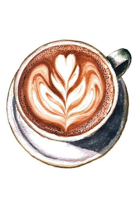 Décoration de café avec mousse en forme de cœur