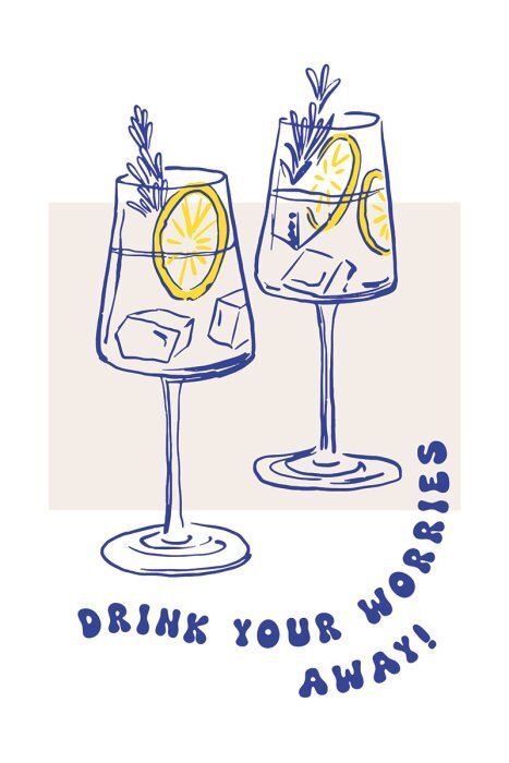 Dessins au trait de boissons rafraîchissantes au citron et à la glace