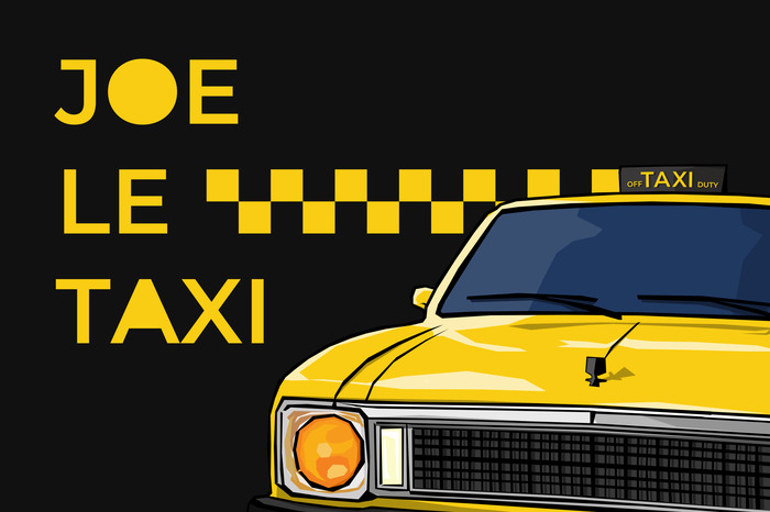 Taxi jaune classique avec inscription