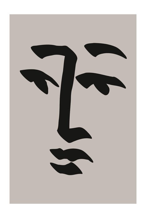 Portrait expressif au trait sur fond gris