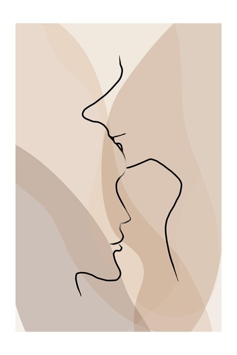 Un dessin subtil du visage d'une femme et d'un homme