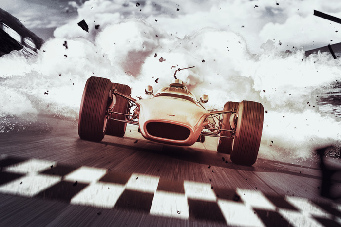 Une voiture de sport dynamique en mouvement