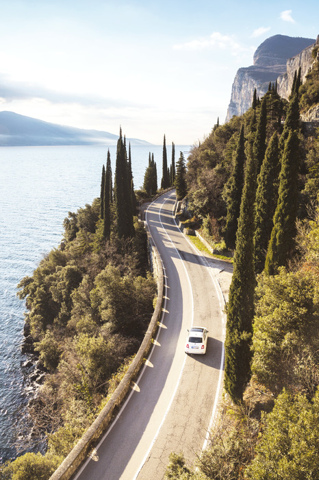 Paysage de montagne avec une route verte