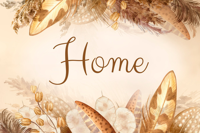 L'inscription « maison » parmi les feuilles d'automne