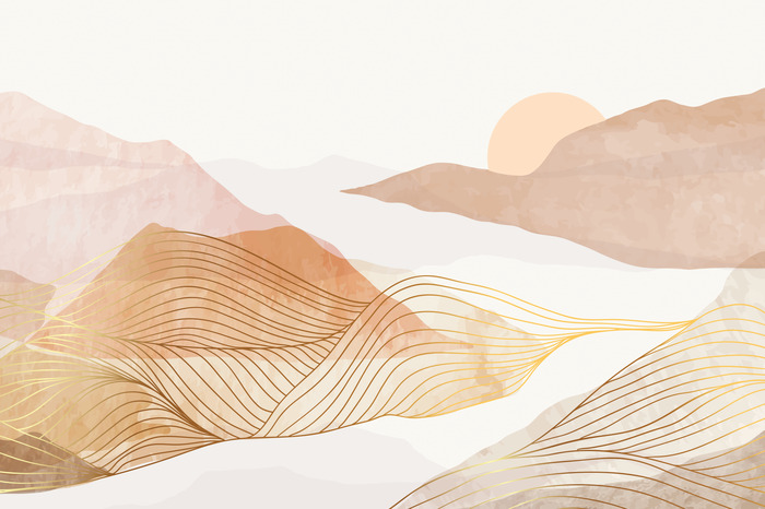 Illustration de dunes de sable avec des collines aux teintes pastel