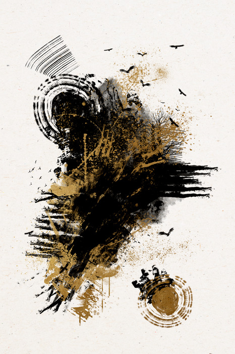 Une composition expressive avec une tache sombre