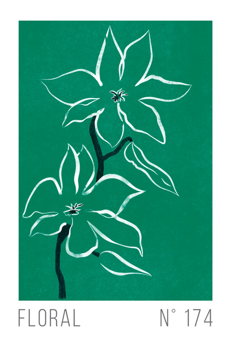 Dessin de fleurs sur fond vert