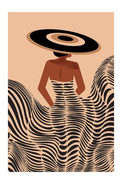 Silhouette élégante avec imprimé animal zèbre et chapeau