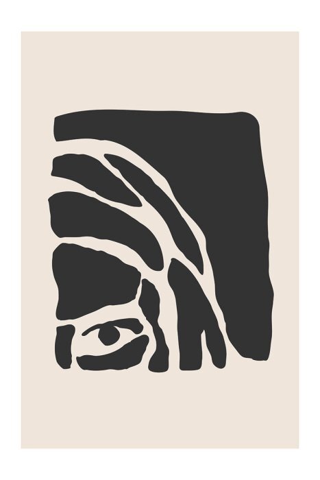 Un croquis subtil du visage d'une femme, dans des tons monochromes.