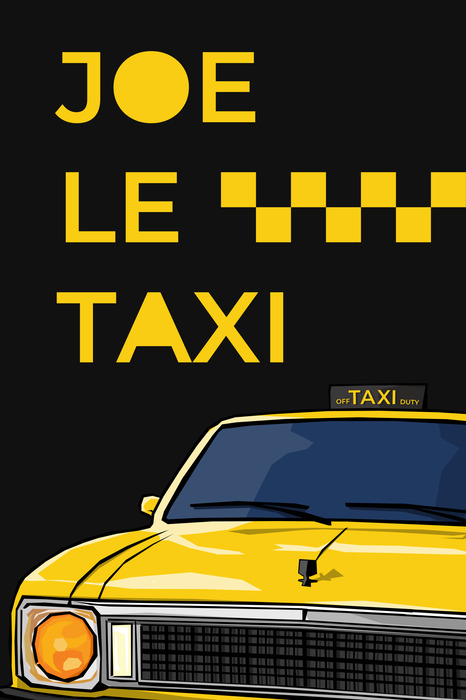 Taxi vintage avec lettrage jaune