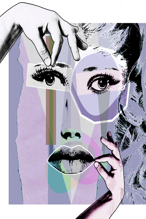 Le visage d'une femme aux couleurs pastel