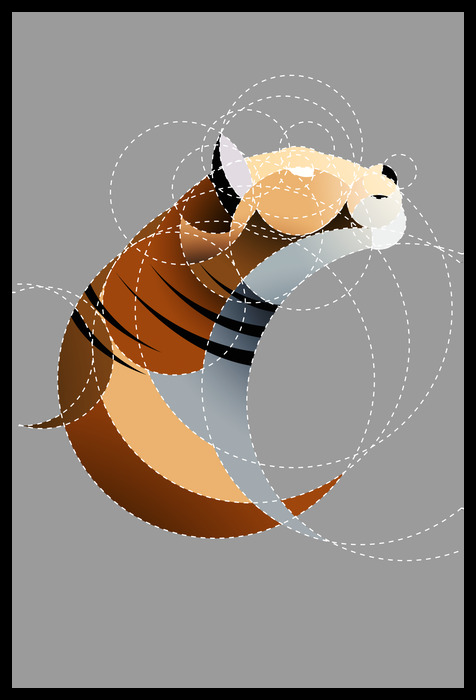 Tigre abstrait composé de cercles