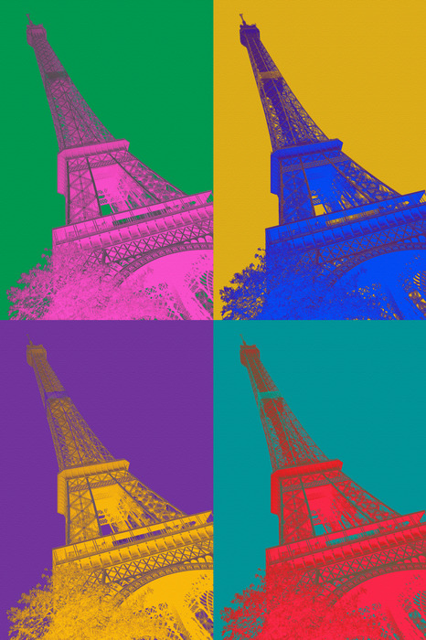Illustration graphique de la tour eiffel en néons