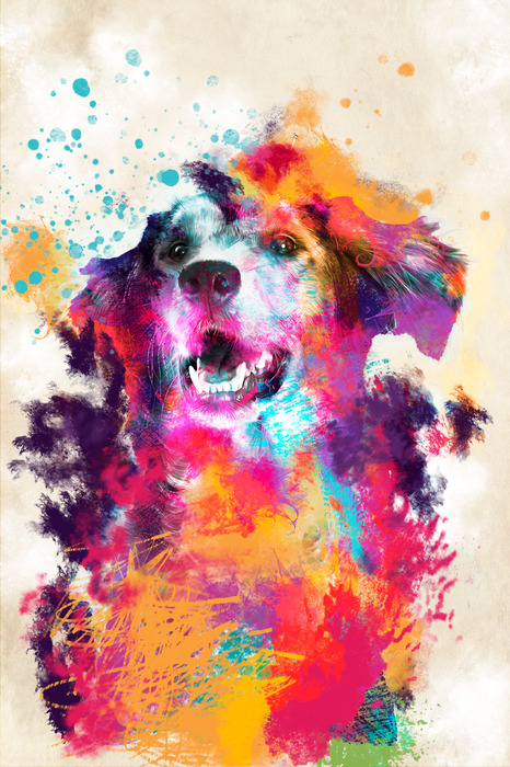 Illustration colorée à l'aquarelle d'un chien